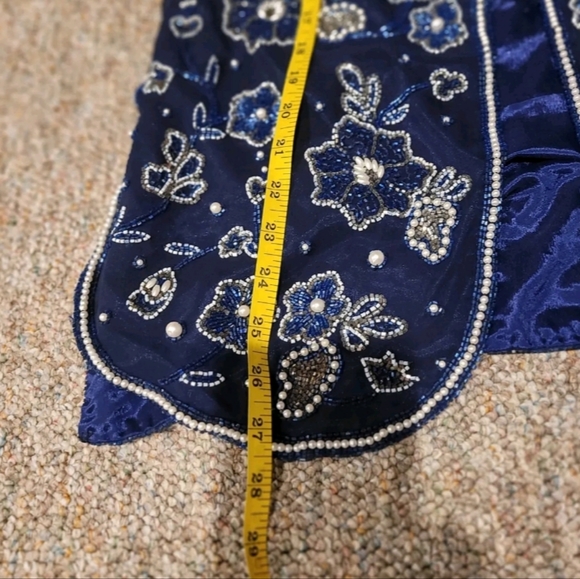 Nipon Night Women's Evening Blue Vest Size Medium Silk  Beads Sequins NWT - Picture 6 of 8